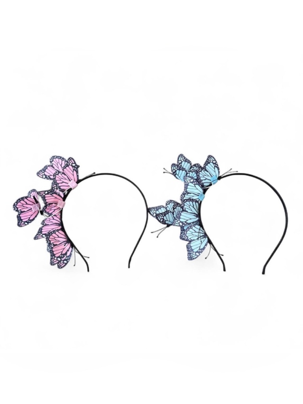 Butterfly Wire Headband Set - Pink & Light Blue